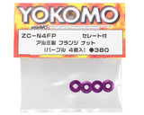 Yokomo ZC-N4FPA 4mm Aluminum Serrated Flanged Nut (Purple) (4)