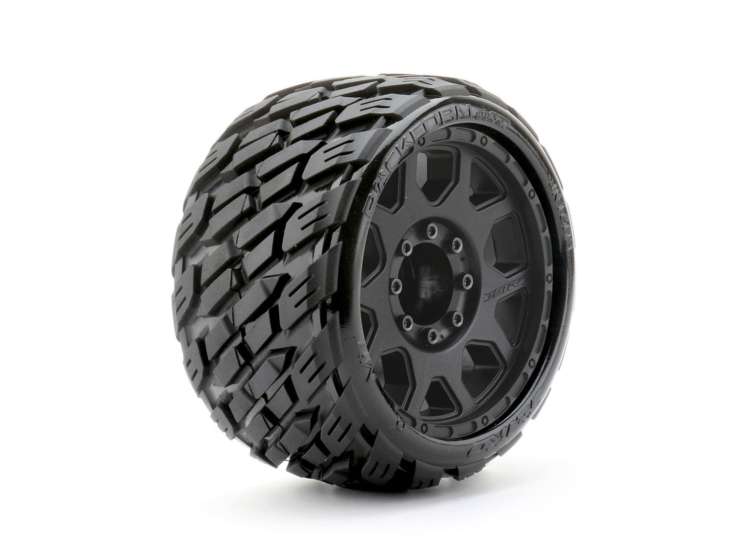 Pneus JETKO JKO1603CBMSGBB1 1/8 SGT 3.8 Rockform montés sur jantes à griffes noires, moyennement souples, ceinturés, déport de 17 mm 0" (2)