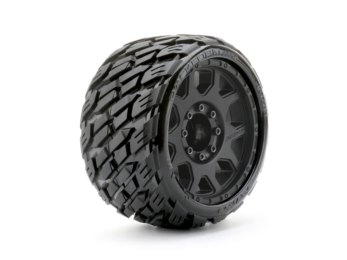 JETKO JKO1603CBMSGBB1 1/8 SGT 3.8 Neumáticos Rockform montados sobre llantas de garra negras, medio suaves, con cinturón, desplazamiento de 17 mm 0" (2)