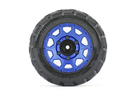 Neumáticos JETKO JKO2702CLMSGNB1 1/10 ST 2.8 EX-King Cobra montados en metal azul
