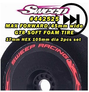 Sweeps Racing MAX FORWARD NEUMÁTICOS DE ESPUMA SUAVE para GT8 17 mm HEX Juego de 2 piezas