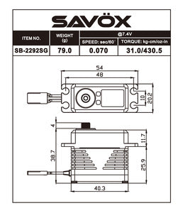 SAVOX SB-2292SG Monster Performance, servo sans balais Black Edition 0,055 s