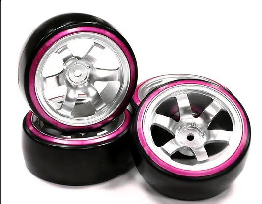 INTEGY Billet Machined Alloy 6 Spoke Wheel w/ Outer Ring + Drift Tire (4) Set