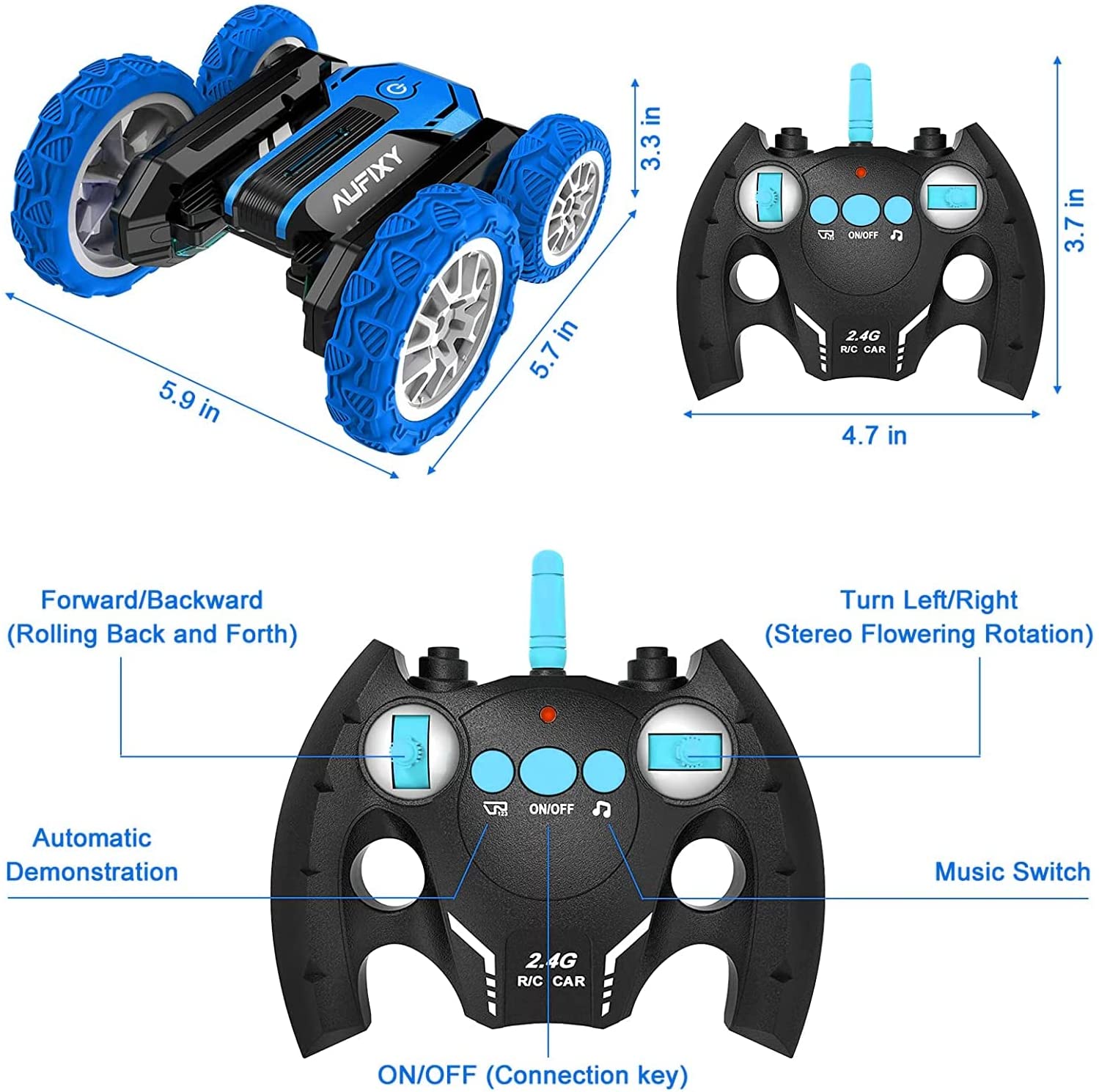 Stunt Roll X002XJBVW3 RC Cars 360 ° Flips Stunt Car Double Sided Rotating 4WD