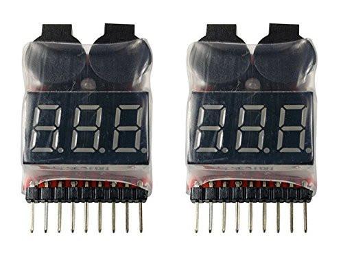 APEX 1655 1-8 CELL LIPO BATTERY VOLTAGE CHECKER & ALARM - 2 PACK #1655