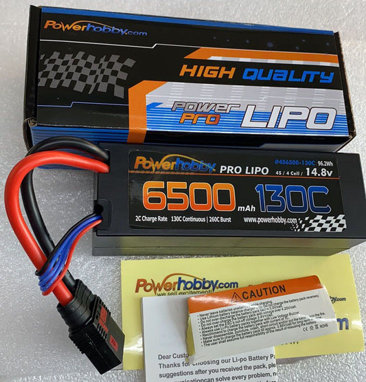 Powerhobby 4S 14.8V 6500mah 130c GRAPHENE Lipo Battery w QS8 connector 8AWG Wire