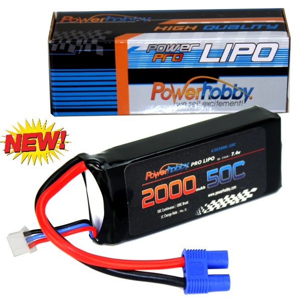 Powerhobby 2s 7.4V 2000mah 50c Lipo Battery with EC3 Plug
