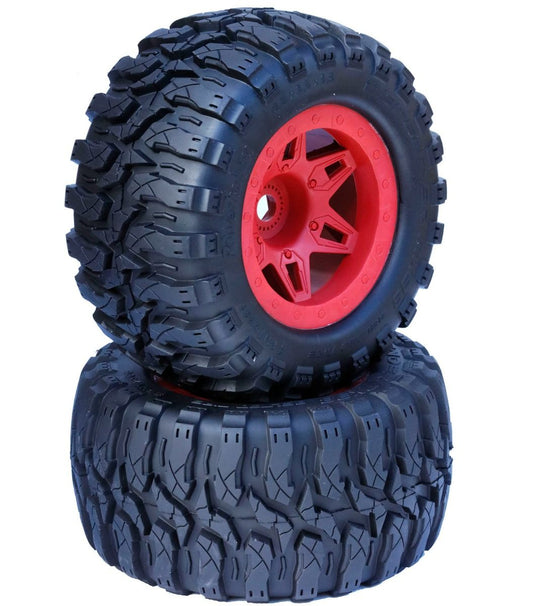 Powerhobby 1/8 Defender 3.8” Belted All Terrain Tires 17MM Mounted Red