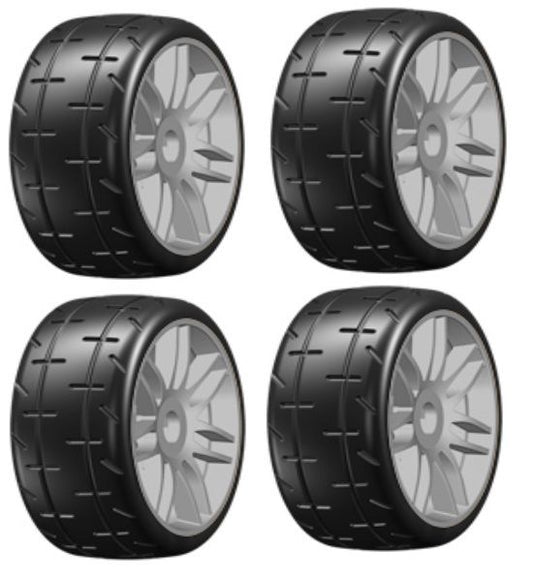 GRP GTK01-S3 GT T01 REVO S3 Soft Belted Mounted Tires (2) 1/8 Buggy Silver