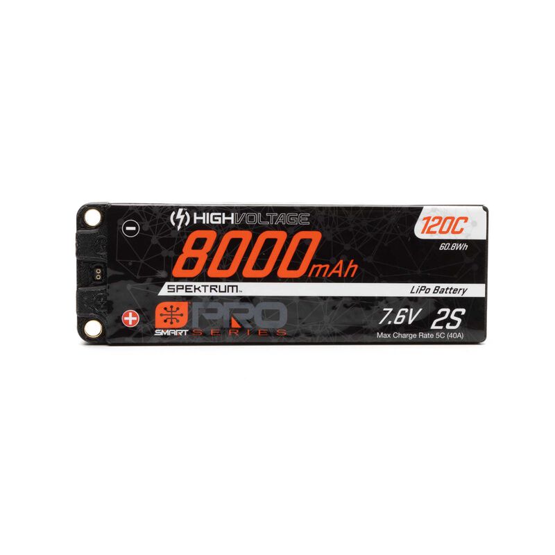Batterie LiHV SPEKTRUM 7,6 V 8 000 mAh 2S 120C Smart Pro Race Hardcase : tubes, 5 mm