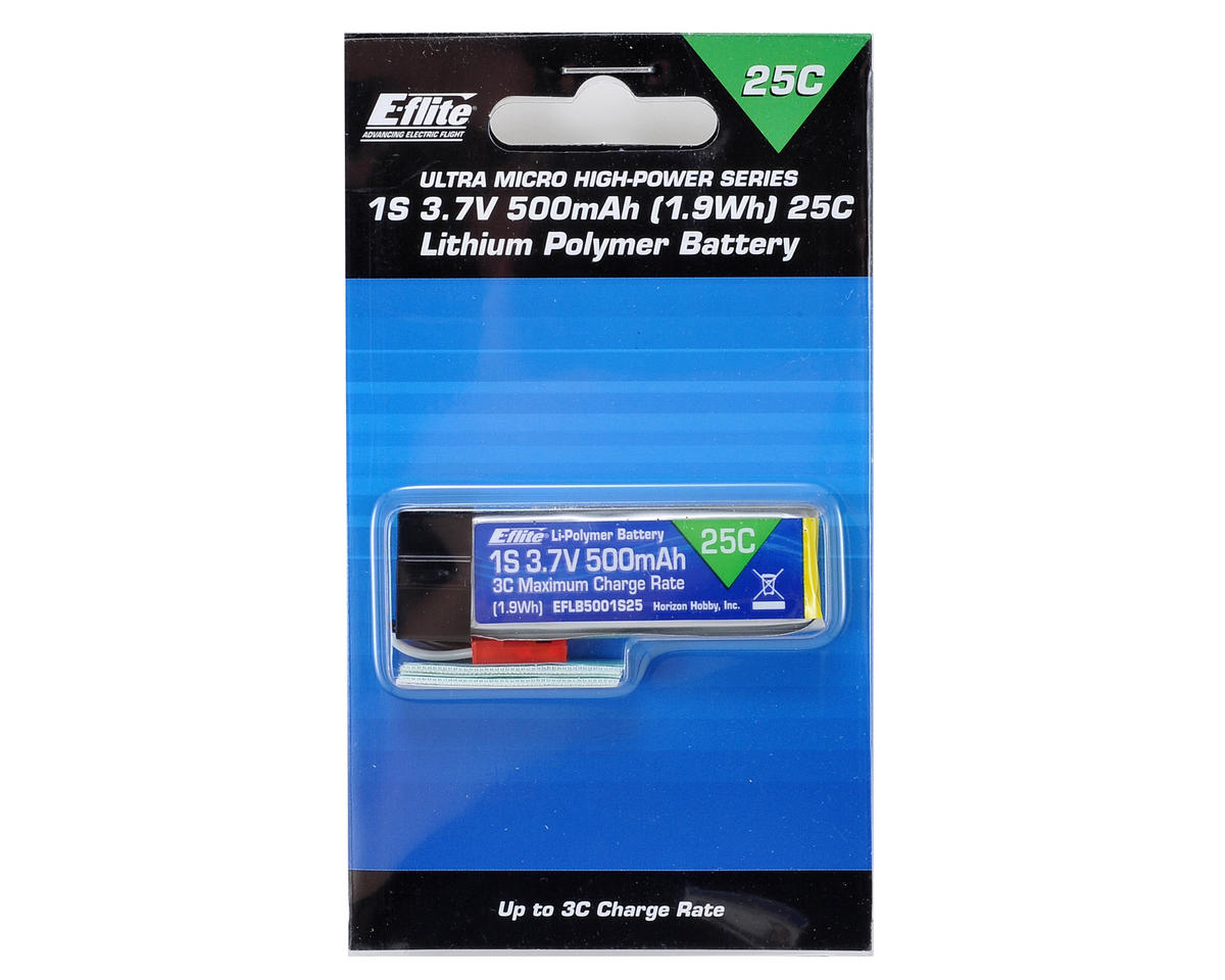 Batterie LiPo E-flite EFLB5001S25 1S 25C (3,7 V/500 mAh) avec connecteur JST
