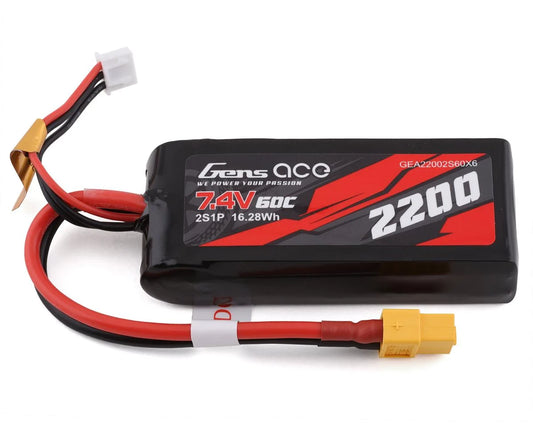Batería LiPo Gens Ace 2s 60C (7.4V/2200mAh) con conector XT-60