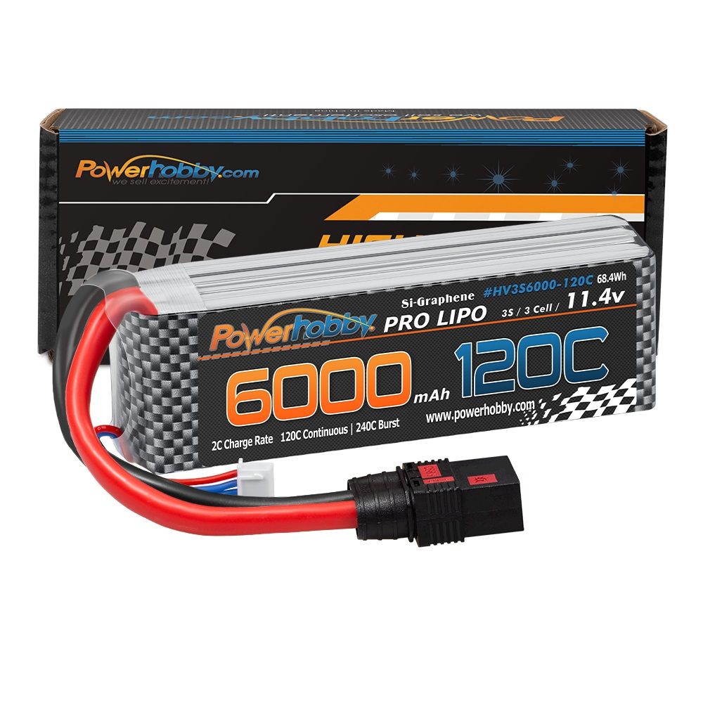 Powerhobby 3s 11.4V 6000mah 120c Graphne + batterie Lipo HV avec prise QS8 fil 8AWG