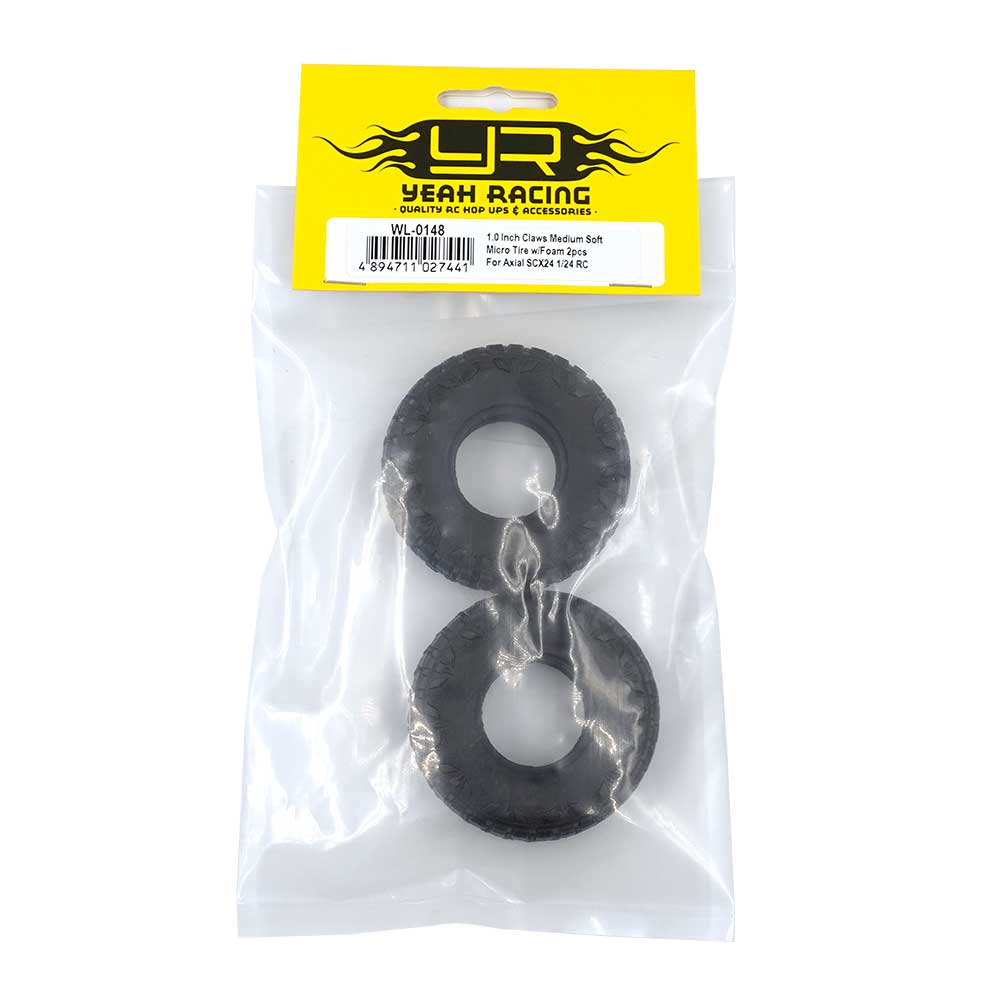 Yeah Racing 1.0 INCH CLAWS MEDIUM SOFT MICRO TIRE W/FOAM 2PCS FOR AXIAL SCX24 1/