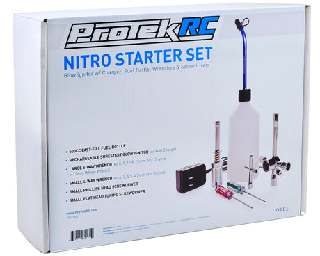ProTek PTK-7601 RC Nitro Kit de démarrage avec allumeur lumineux, bouteille de carburant, clés