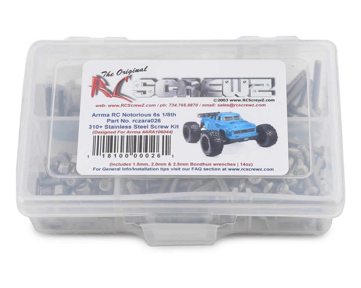 RC Screwz RCZARA026 Arrma Notorious 6S Kit de vis en acier inoxydable