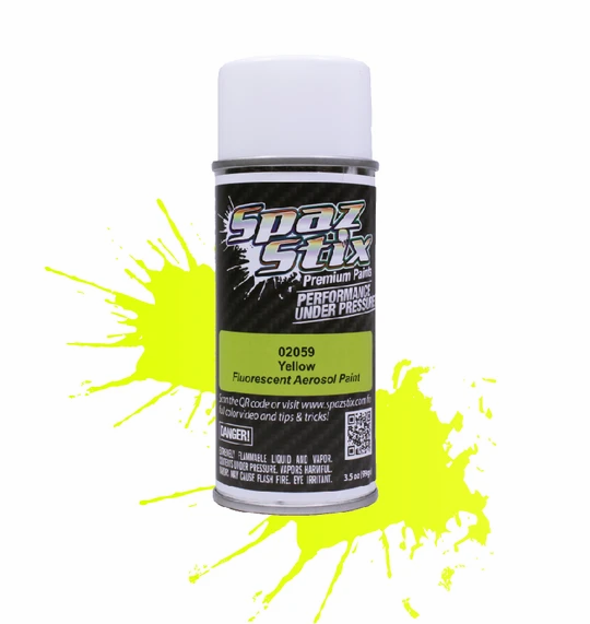 Spaz Stix 02059 Yellow Fluorescent Aerosol Paint, 3.5oz Can