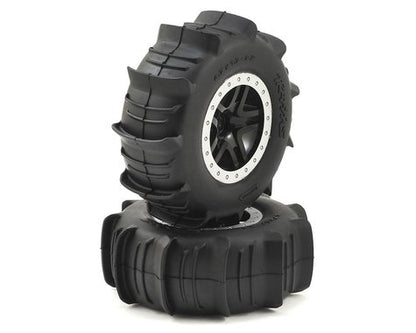 Traxxas 5891 Paddle Tires w/SCT Split Spoke Rear Wheel (2) (Black/Chrome)