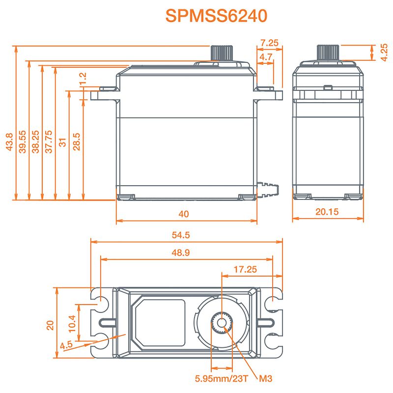 SPEKTRUM SPMSS6240 Ser de superficie de engranaje de metal impermeable de alta velocidad digital estándar