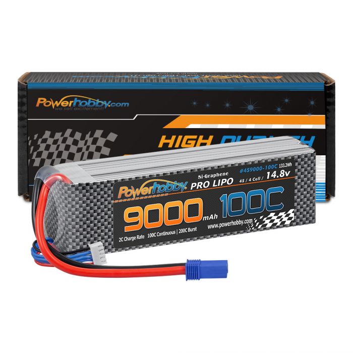 Batterie Lipo graphène Powerhobby 4s 9000mah 100c avec prise EC5 4 cellules