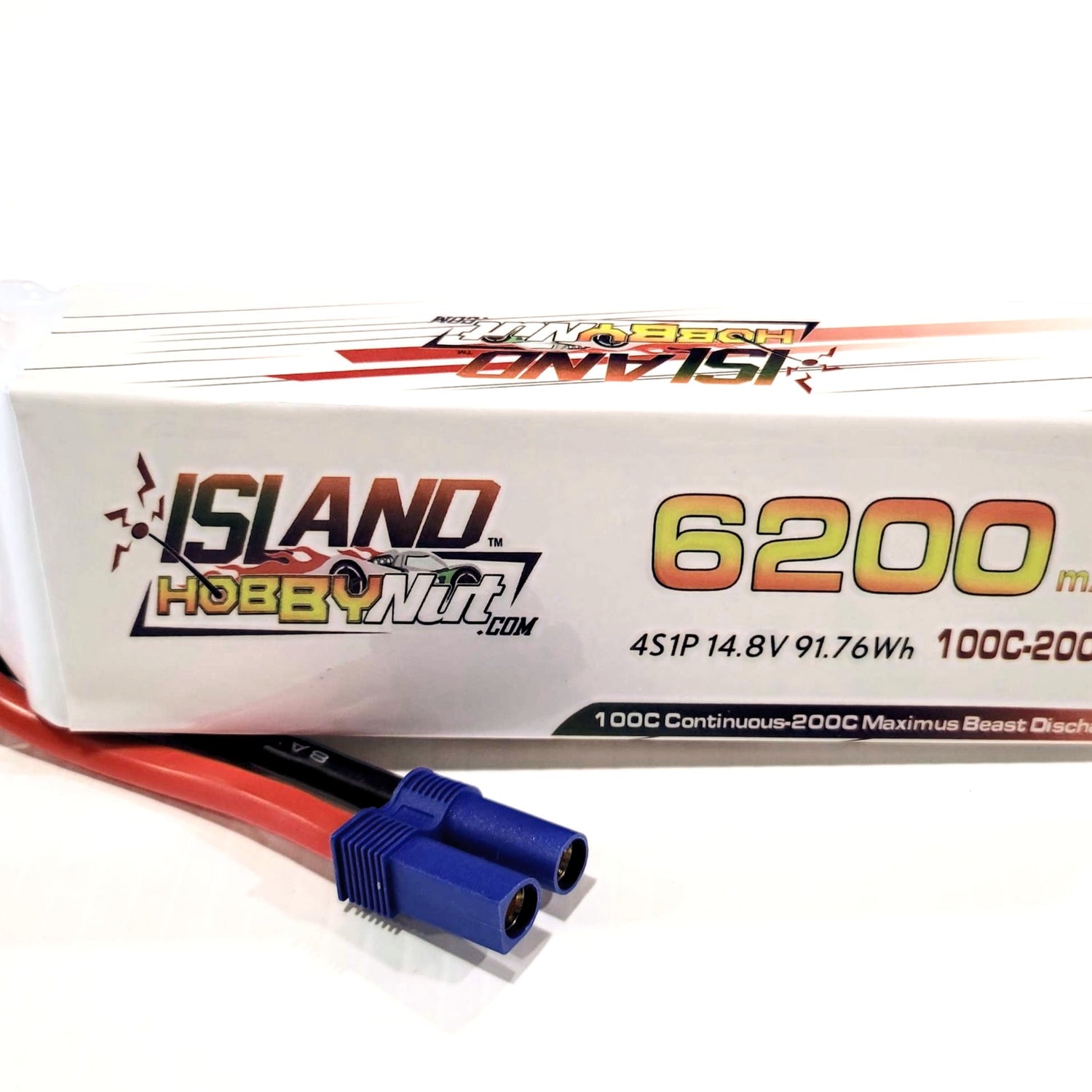 ISLANDHOBBYNUT 6200MAH 14.8V 4S 100C - 200C BATTERIE LIPO AVEC EC5 ET 8 JAUGE WI