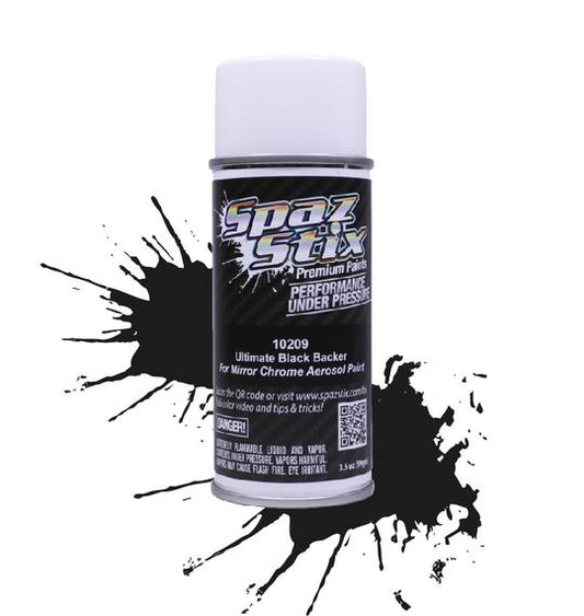 Spaz Stix 10209 Ultimate Black Backer para espejo cromado, aerosol, lata de 3.5 oz