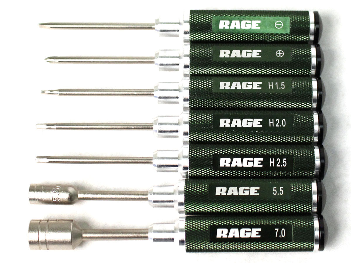 RAGE RC Compact Juego de herramientas mecanizadas de 7 piezas con estuche