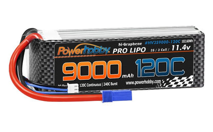 Powerhobby 3S 11.4V 9000mah 120C GRAPHENE + HV Lipo Battery w EC5 Plug
