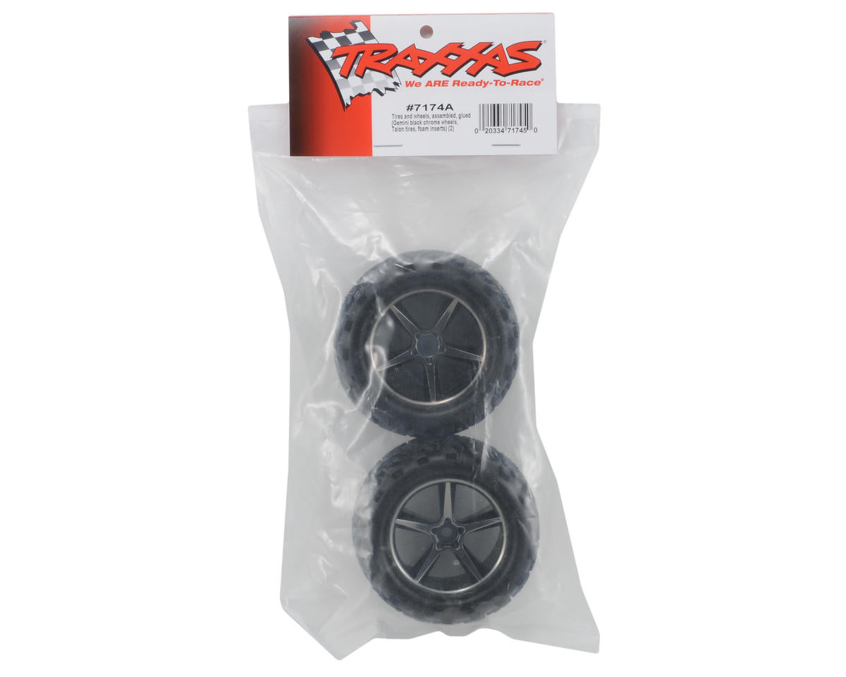 Traxxas 7174A Neumáticos Talon premontados con ruedas Gemini (cromo negro) (2)
