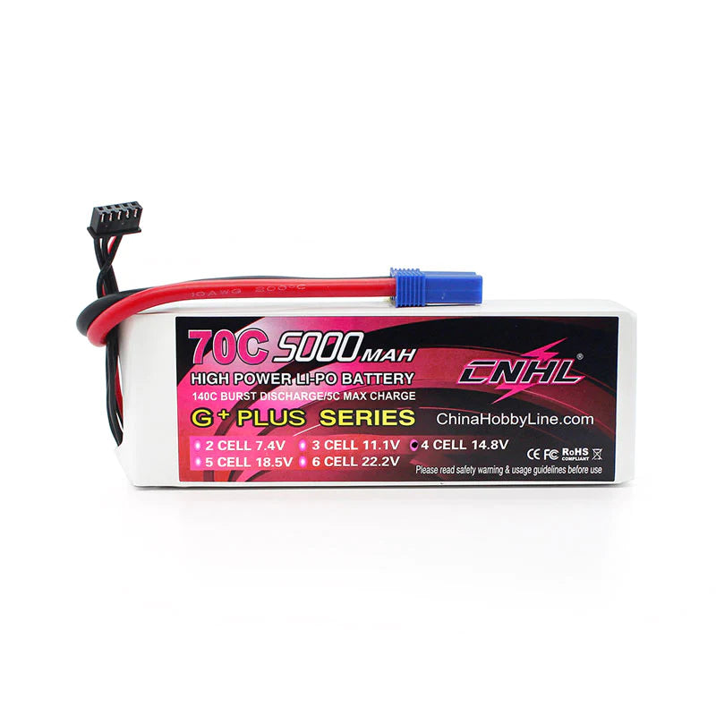 CNHL G+Plus 5000mAh 14.8V 4S 70C Lipo Battery with EC5 Plug