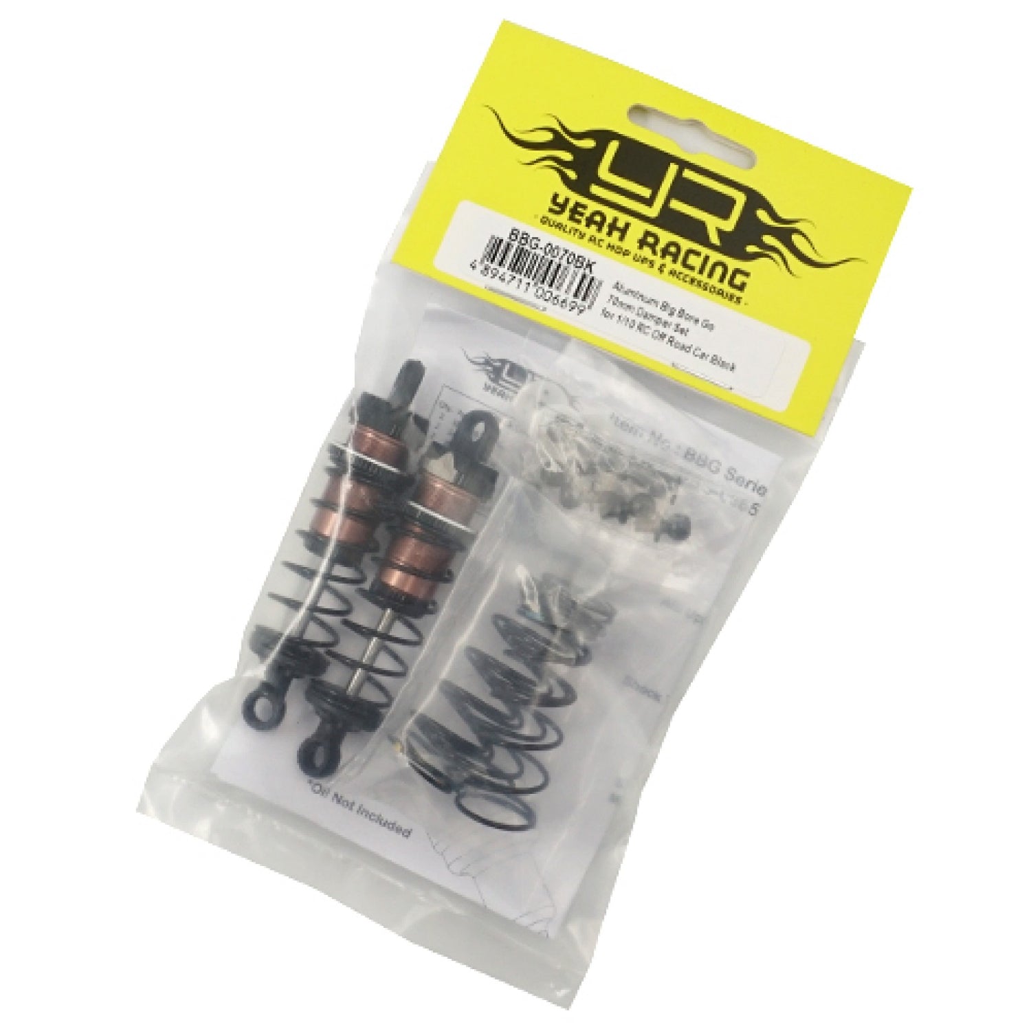 YEAH RACING BBG-0070BK ALUMINIO BIG BORE GO 70MM JUEGO DE AMORTIGUADORES 2PCS PARA 1/10 RC OFFROAD