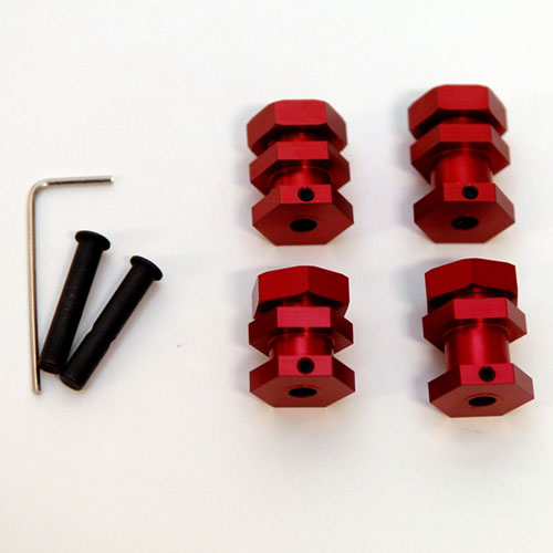 STRC Kit de conversión hexagonal de aluminio mecanizado de 17 mm, rojo, para Traxxas Slash/Stampede