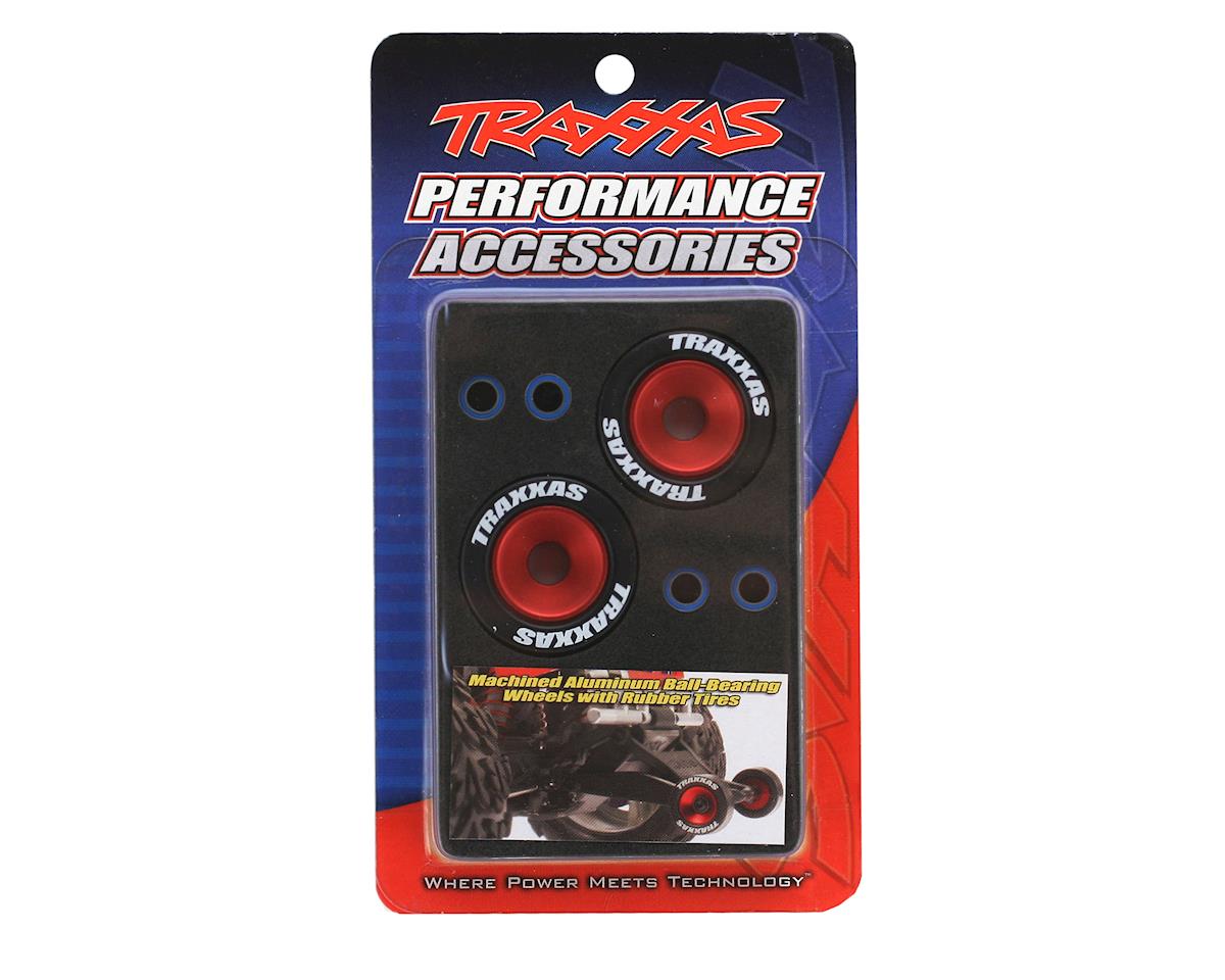 Traxxas 5186 Machined Aluminum Wheels w/ Rubber Tires (Wheelie Bar) (2)