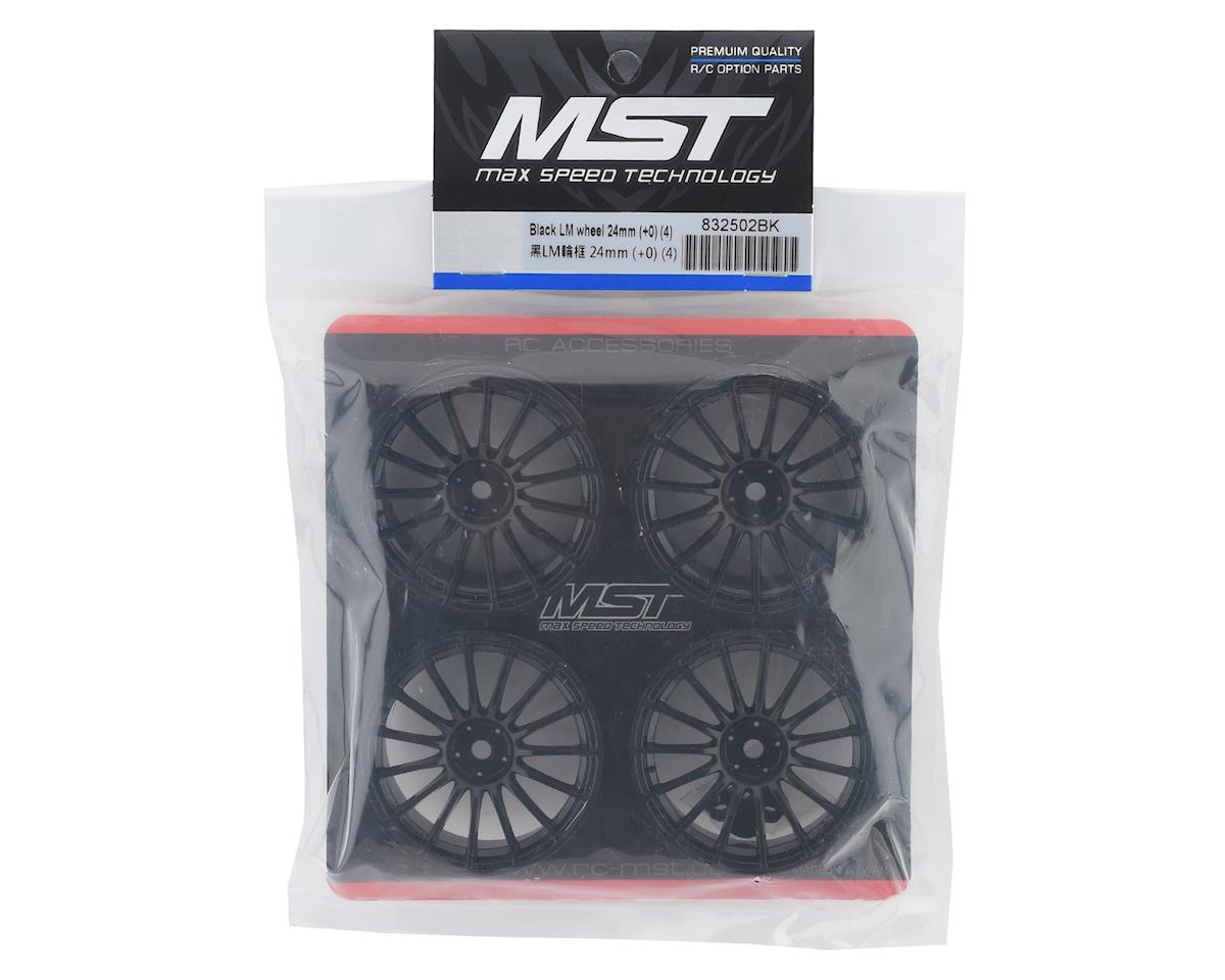 MST 832502BK 24mm LM Wheel (Black) (4) (0mm Offset) w/12mm Hex