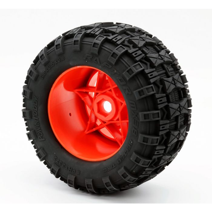 POWERHOBBY PHT2372-O 1/8 Raptor 3.8" Pneus tout terrain ceinturés 17MM montés Orang