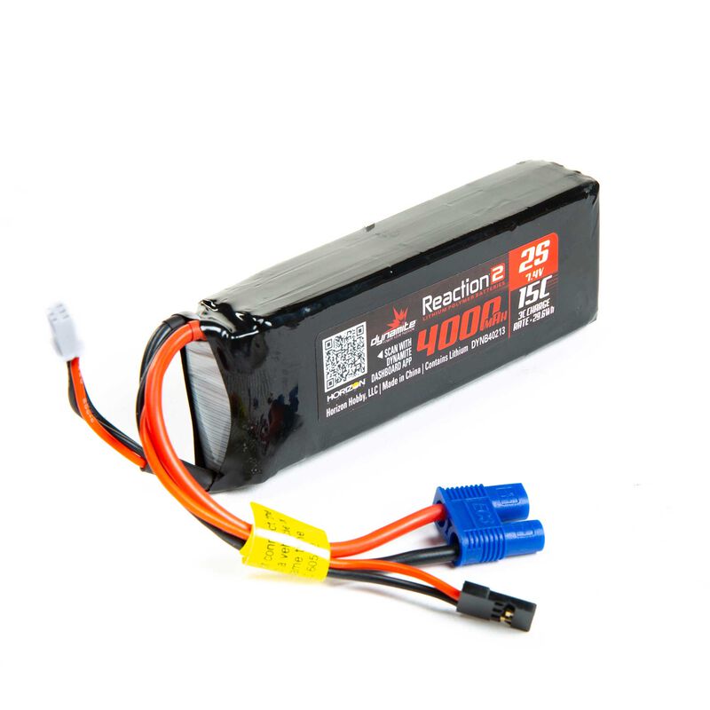 Batterie de récepteur LiPo 7,4 V 4000 mAh 2S 15C Reaction 2.0 : récepteur universel, EC3