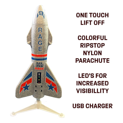 RAGE RC RGR4150G Spinner Missile XL Electric Free-Flight Rocket Parachute & LEDs, Green