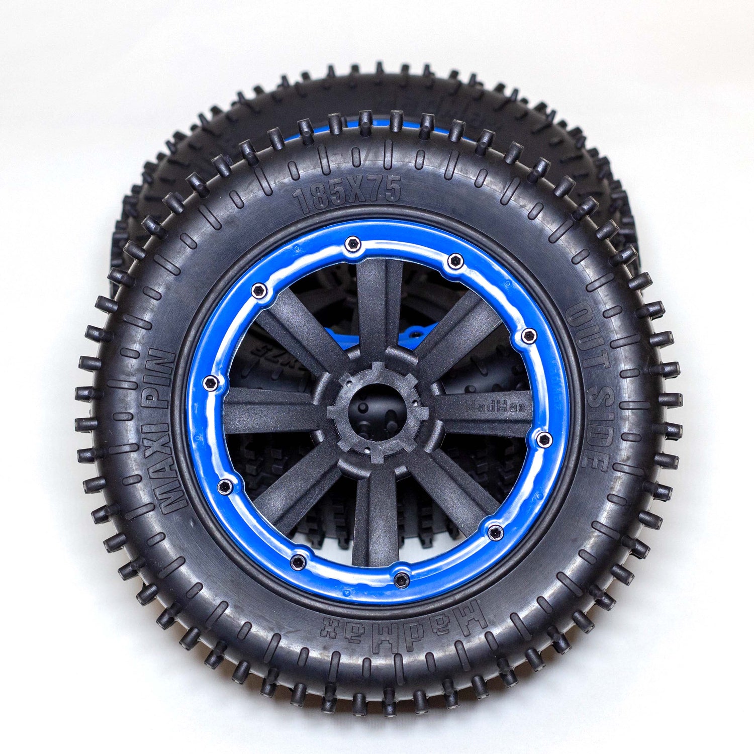 DDMRACING MMX100BL MadMax Complete Assembled "Pin" Tire/Wheel set Blue Beadlocks