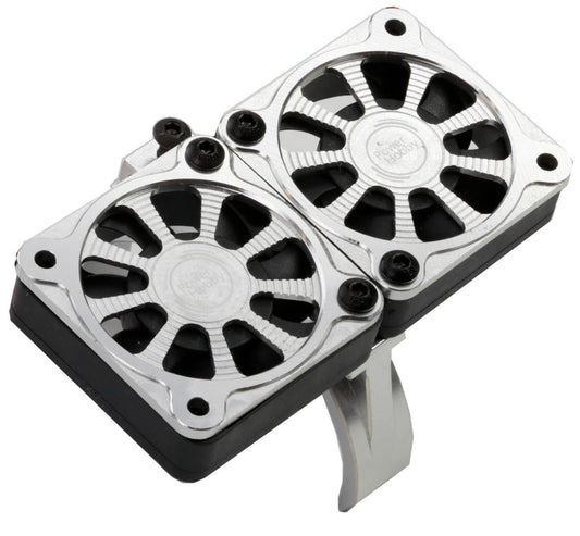 Powerhobby 1/8 Aluminum Heatsink 40mm Dual High Speed Cooling Fans w/Cover Silve