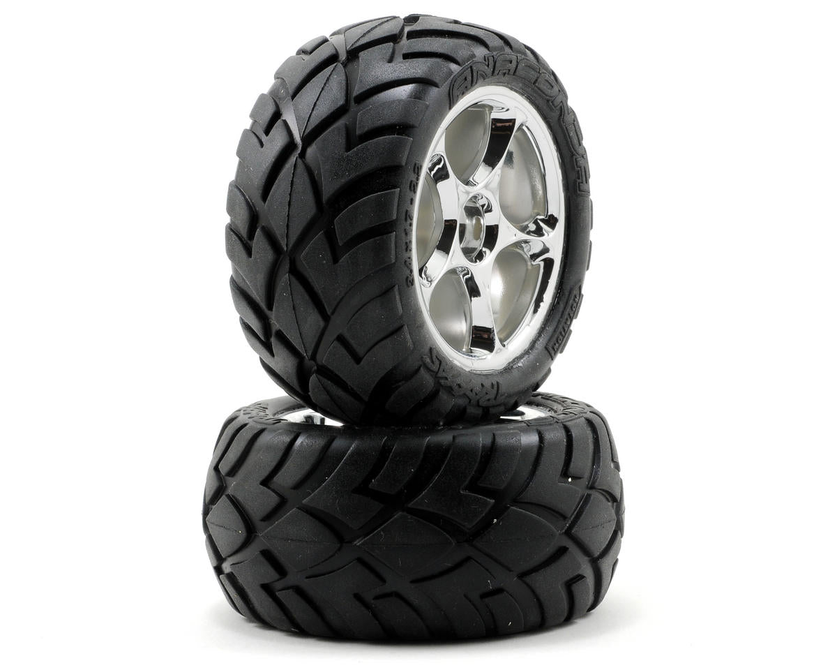 Traxxas 2478R Anaconda Rear Tires w/Tracer Wheels (2) (VXL Bandit) (Chrome)