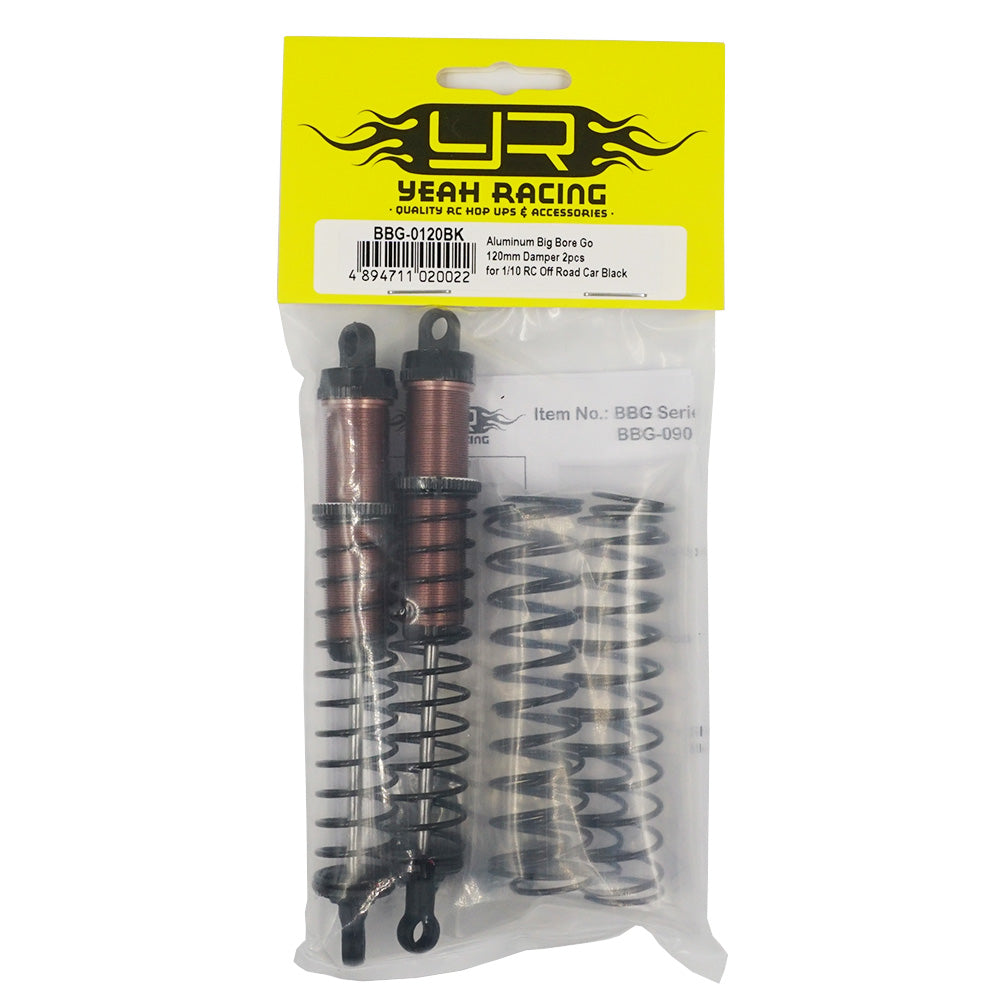 YEAH RACING BBG-0120BK ALUMINUM BIG BORE GO 120mm DAMPER 2PCS FOR 1/10 RC OFF ROAD CAR BLACK