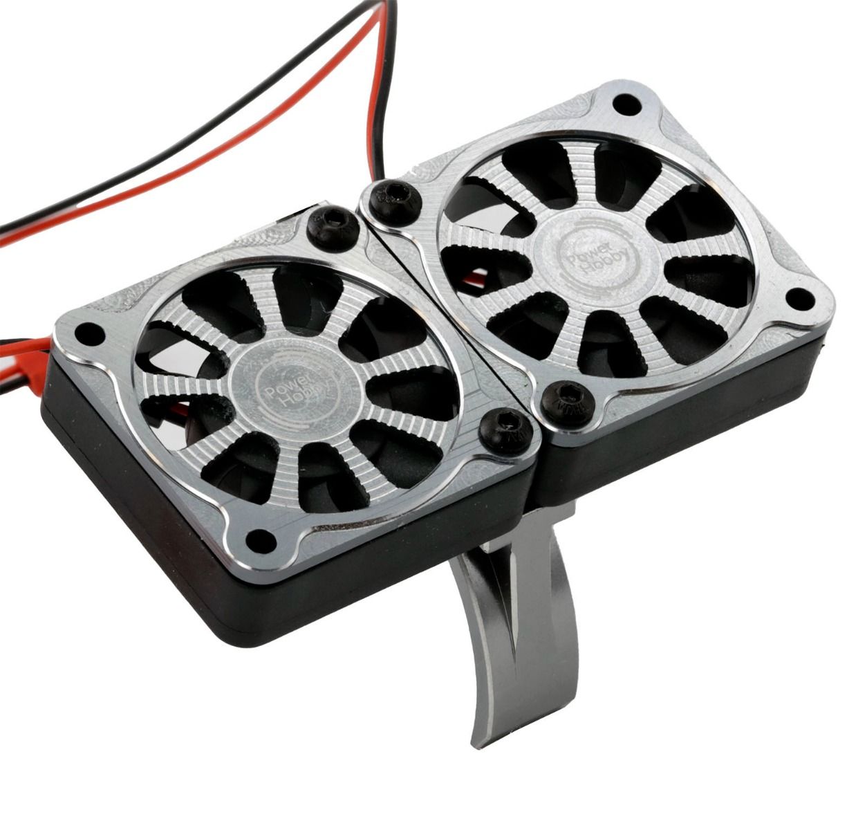 Powerhobby PH1293GUNMETAL 1/8 Aluminum Heatsink 40mm Dual High Speed Cooling Fans Cover