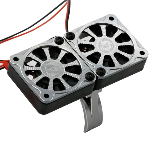 Powerhobby 1/8 Disipador de calor de aluminio 40 mm Cubierta de ventiladores de enfriamiento duales de alta velocidad Gunmeta