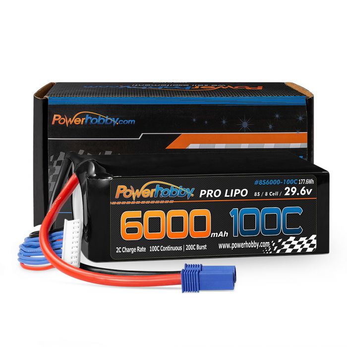Powerhobby 8S 29.6V 6000mah 100c Lipo Battery w EC5 Plug 8-Cell