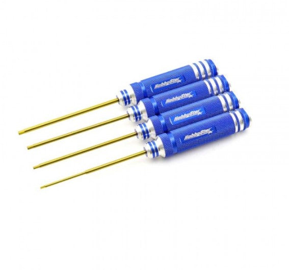 HOBBYSTAR 420-10-115 4PC. HEX DRIVER SET, TINI COATED, METRIC