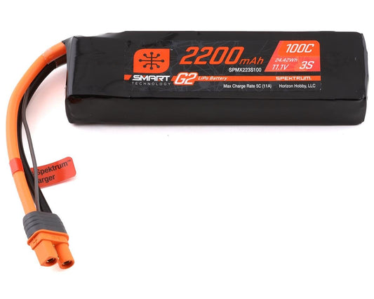 Spektrum RC SPMX223S100 3S Smart G2 LiPo 100C Battery Pack (11.1V/2200mAh) w/IC3
