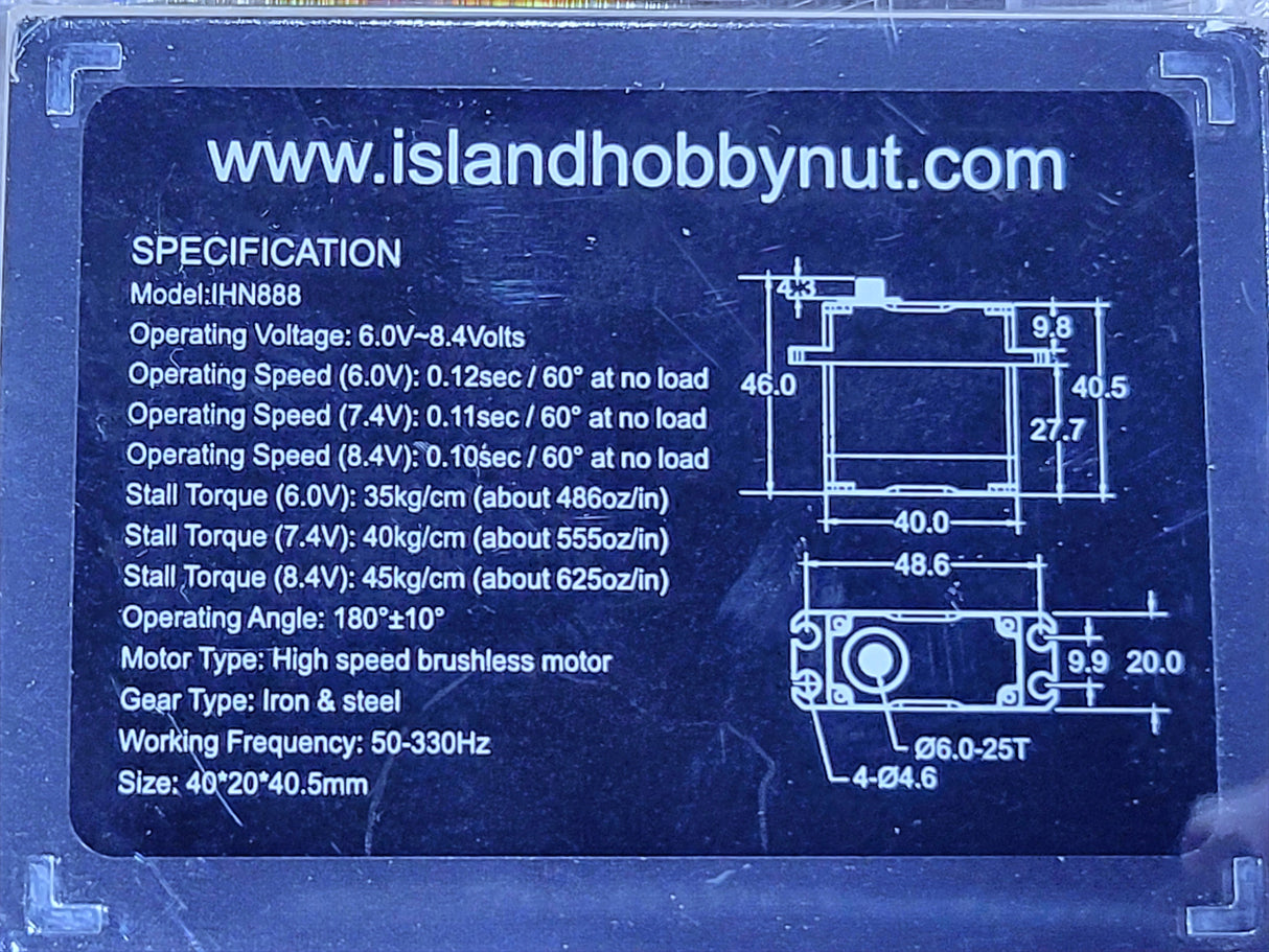 IslandHobbyNut 888 Servo sin escobillas de alto par y velocidad (TRIPLE 8)