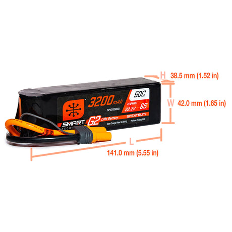 SPEKTRUM 22.2V 3200mAh 6S 50C Batería LiPo inteligente G2: IC5 SPMX326S50
