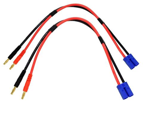 Cavo Ricarica Rc LinsyRC - Connettore EC5 Maschio A Banana 4mm, 14 AWG, 30 Cm, Confezione Da 2 Cavo Ricarica Batteria RC