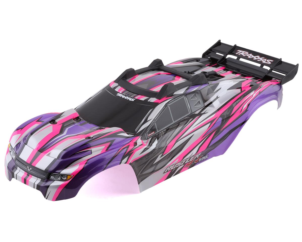 Traxxas 6717P Rustler 4X4 VXL Carrosserie pré-peinte avec montage sans clip (rose)